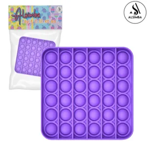 Alsimba Push Popit Bubble Silicone Toy for Kids - Approx. 7 inches - Square Purple
