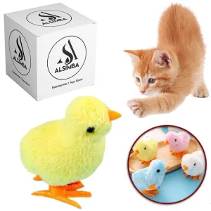1 Pcs Pet Cat Toys Jumping Walking Hopping Cartoon Plush Chicken Toy Size Approx. 4 Inch - Yellow