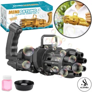 8 Hole Bubble Machine Massive Bubble Gattler Toygun With Bubble liquid for Kids Automatic Electric Bubble Maker Machine - Black