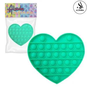 Alsimba Push Popit Bubble Silicone Toy for Kids - Approx. 5 inches - Heart Green