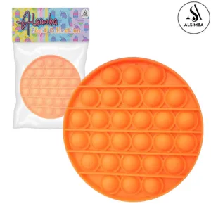 Alsimba Push Popit Bubble Silicone Toy for Kids - Approx. 5 inches - Circle Orange