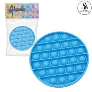 Alsimba Push Popit Bubble Silicone Toy for Kids - Approx. 5 inches - Circle Blue