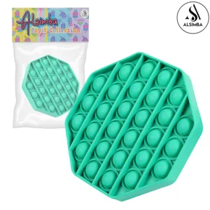 Alsimba Push Popit Bubble Silicone Toy for Kids - Approx. 5 inches - Octagon Green