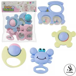 Baby Rattles Premium Quality Pouch Packing - Pack of 4 Baby Rattles - Multicolors