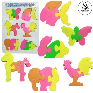 Jigsaw Animal Puzzle Toy For Kids - 6 Animals Puzzle - Size Approx. 3 Inch - Multicolor