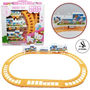 Alsimba Hello Kitty Gauge Electric Train Set Toy For Kids Boys & Girls - Operated Battery - Pink
