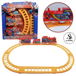 Spiderman Gauge Electric Train Set Toy For Kids Boys & Girls - Operated Battery - Red