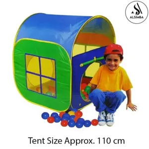 Play House Tent Series For Kids - Foldable With 2 Support Sticks - Balls Not Included - Size Approx. 110cm - Random Color