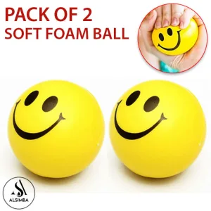 Pack Of 2 Soft Foam Smiley Emoji Balls for Kids - High Density Foam Ball For Over 3 Years Old Kids Soft Lightweight Easy To Grip Indoor Training Ball