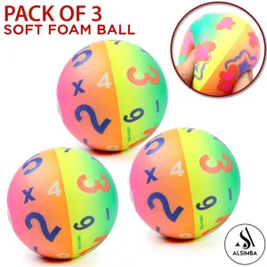 Alsimba Pack of 3 Digital Numbers Rainbow Soft Foam Balls for Kids - High Density Foam Ball For Over 3 Years Old Kids Soft Lightweight Easy To Grip Indoor Training Ball