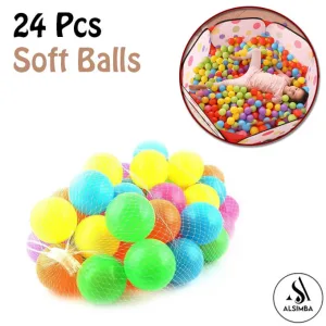 Soft Plastic Tent Balls Set for Play House Tent and Swimming Pool - 24 Balls Set For Kids - Soft Balls For Kids Toddlers Swimming Pool Balls and Play Tent Balls - Plastic Ball BPA Free & Crush Proof Multicolored Soft Plastic Balls For Ball Pit Baby Pool