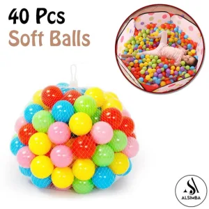 Soft Plastic Tent Balls Set for Play House Tent and Swimming Pool - 40 Balls Set For Kids - Soft Balls For Kids Toddlers Swimming Pool Balls and Play Tent Balls - Plastic Ball BPA Free & Crush Proof Multicolored Soft Plastic Balls For Ball Pit Baby Pool