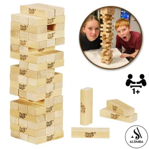 Classic Jenga Wooden Stacking Tower Board Game for Kids & Adults Fun Time With Family - 45 Pcs Wooden Blocks - Tower Size Approx. 11 Inches