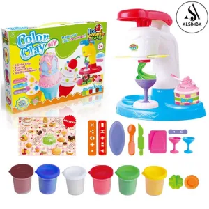 Color Clay Ice Cream Maker Set Pretend Playdough Party Set For Kids Ice Cream Color Clay Fun and Learn Toy For Kids - Ice Cream Maker Machine Set With 6 Colors Clay Dough