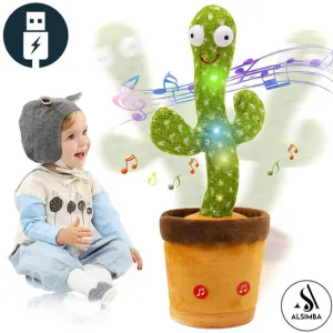 New Special Edition Rechargeable Swing Body Dancing and Singing Cactus Toy With Recording Colorful Lighting Repeats What You Say Fun Toy Home Decorative and Children Playing Birthday Gifts for Boys and Girls - Assorted Dressing