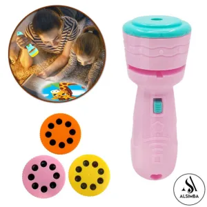 New Special Edition 2 in 1 Projector and Flash Light With 3 Random Design Reels - Projector Flashlight for Kids - Early Childhood Educational Toy Birthday Gift Projector Torch for kids Multicolor - Size Approx. 5 Inch - Assorted Reels Design