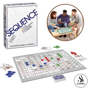Sequence Strategy Board Game Imported Best Quality New Special Edition Sequence for Kids Hard Thick Laminated Board 15 x 20 Inches With Plastic Cards and Multicolor Chips For Adult Kids