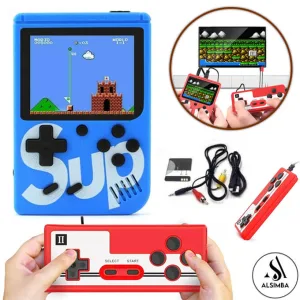 SUP 2 Player Game Box With Controller 400 In 1 Retro Video Game Rechargeable Portable Handheld Game Console Handheld Game PAD Gamebox for kids Connects with LCD / TV - Size Approx. 5 Inches - Blue