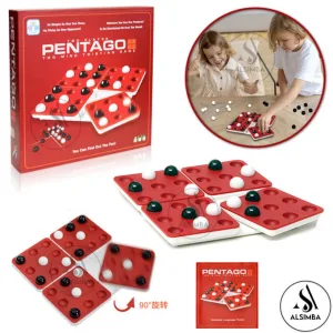 Pentago Two Mind Twisting Strategy Marbles Board Game - Best Imported High Quality Board Game For Two Players 15 Minutes Game - Award Winning Challenging Fun for All Age Children & Adult