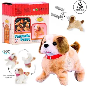 Fantastic Jumping 360 Back Flip and Sitting Soft Puppy Toy With Puppy Sound - Toy For Kids Playing and Fun Toys - Jumping Dog - Perfect For Birthday Gift - Operated Battery - Size Approx. 7 Inches - Assorted Color