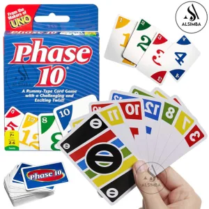 UNO Phase 10 Cards Game Best Imported Quality Special Edition 108 Cards Pack - For Kids & Adults Family Fun Games Multicolor Laminated Complete 108 Cards