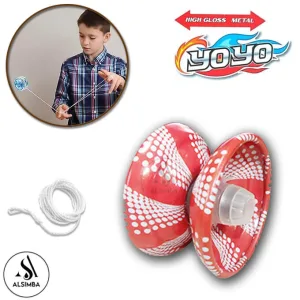 Magical YOYO Old is Gold Trending Toy For Kids - Red White Pattern Printed Alloy Funky Metal Diecast Aluminum Quality Bearing Speed Playing Yo-yo With String Ring Birthday Gifts For Children