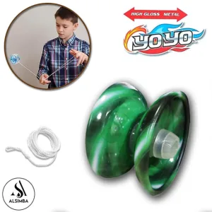 Magical YOYO Old is Gold Trending Toy For Kids - Grass Green Printed Alloy Funky Metal Diecast Aluminum Quality Bearing Speed Playing Yo-yo With String Ring Birthday Gifts For Children
