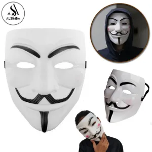 V for Vendetta Character Joker Anonymous Mask for Halloween Masquerade Parties - Ghost Dancer Horror Male Female Kids Funny Resin in Black and White