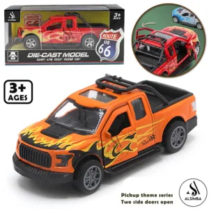 Toyota Hilux 4x4 Revo Dala 1:32 Scale Die-Cast Pickup Truck Model For Kids - Chevrolet Silverado - Ford F-150 Raptor - Revo & Vigo Metal SUV Toy For Kids - Size Approx. 5 Inches - Orange