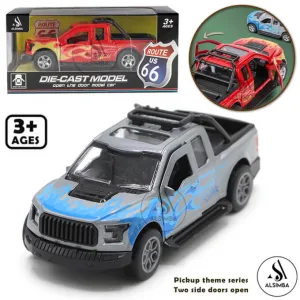 Toyota Hilux 4x4 Revo Dala 1:32 Scale Die-Cast Pickup Truck Model For Kids - Chevrolet Silverado - Ford F-150 Raptor - Revo & Vigo Metal SUV Toy For Kids - Size Approx. 5 Inches - Grey