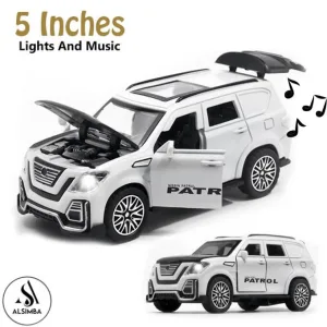 Nissan Potlar Land Cruiser Prado ? Children?s Alloy Sports Model Die-Cast Metal Toy Car ? Lights & Music Sound Feature ? Front Doors Or Hood & Boot Openable ? Size Approx. 5-Inches ? White