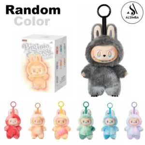 Labubu Doll Pop Mart Blind Box Plush Toy - 17cm Anime Bunny Doll with Keychain from Big Into Energy Series - Original Mystery Collectible Gift for Kids & Girls