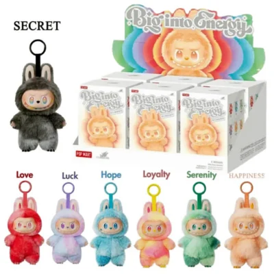 Labubu Doll Pop Mart Blind Box Plush Toy - 17cm Anime Bunny Doll with Keychain from Big Into Energy Series